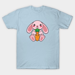 Cute Pink Easter Bunny With Carrot T-Shirt